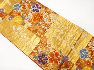 変わり市松に枝垂れ桜模様織り出し袋帯